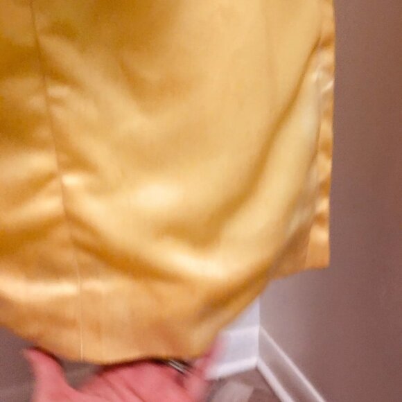 UNBRANDED Hand-Made Vintage 60s Green Lace Yellow Satin Beaded Fitted Dress XXS - Picture 10 of 14